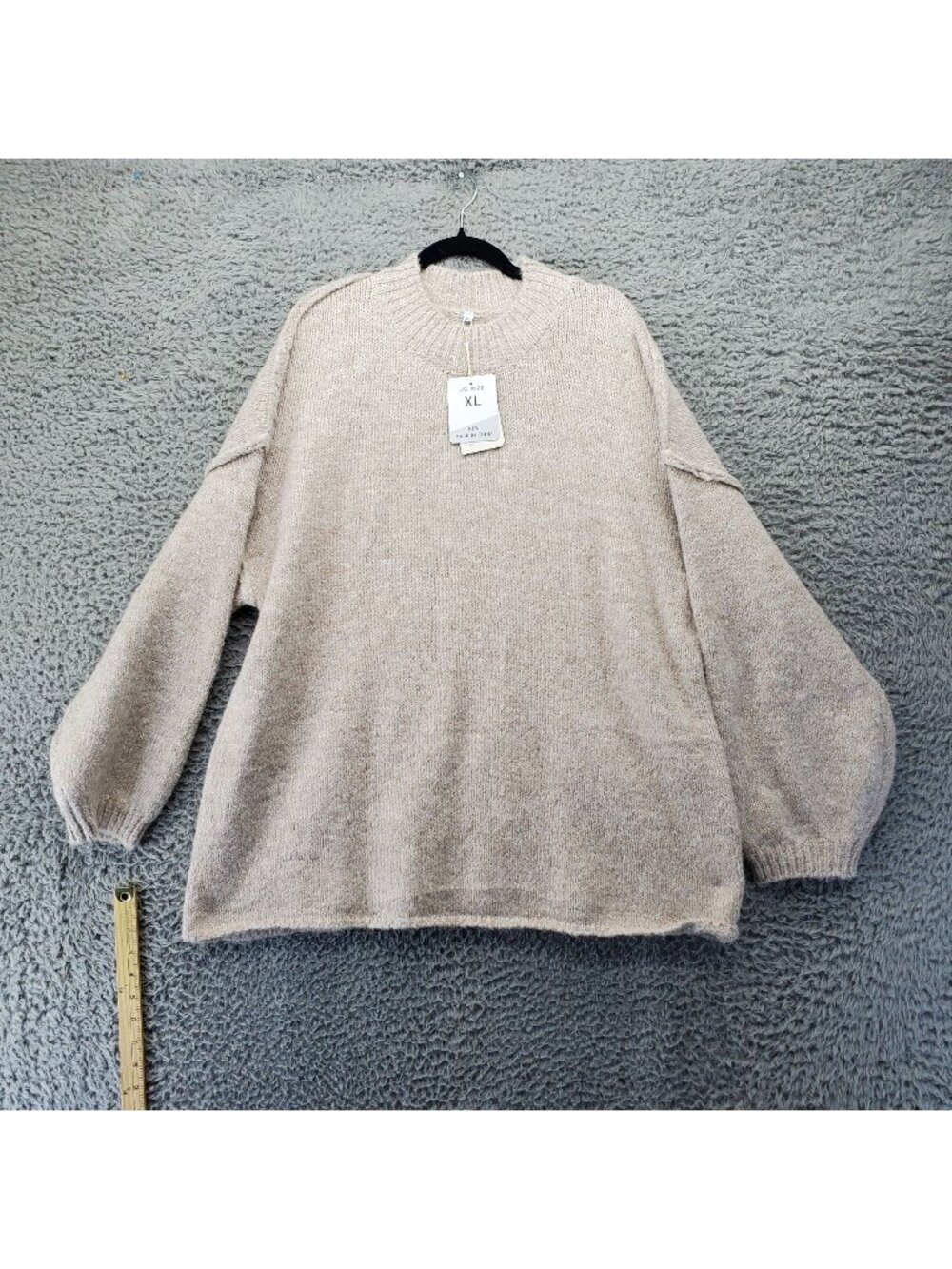 Fashion Sweater Womens XL Cream Relaxed Fit Wool Blend Ribbed Cuffs Sleeve *NWT*